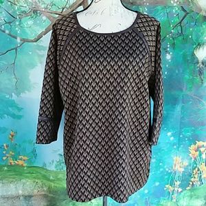 Art & Soul Brown Tans Chevron Top XL